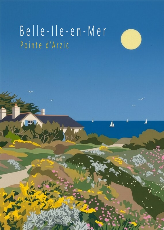 Affiche vintage de Belle-Île-en-Mer, Pointe d'Arzic