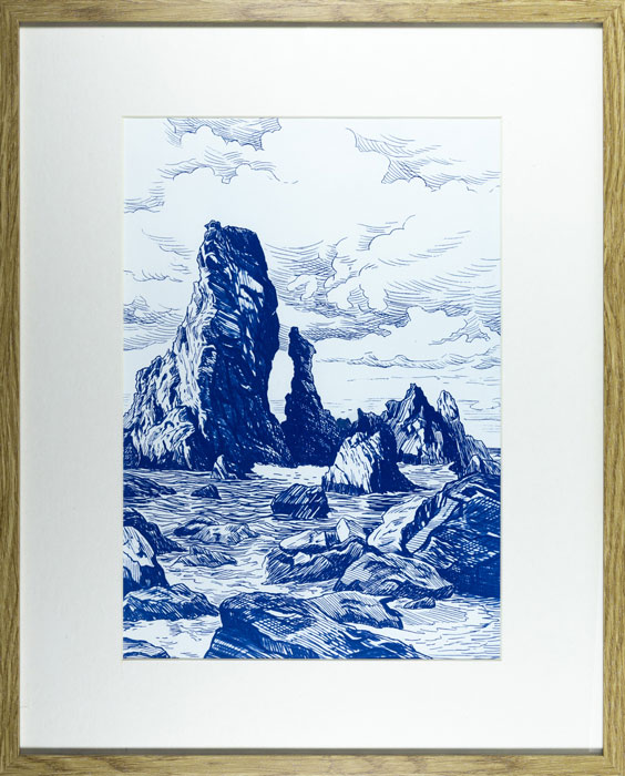 Tirage cyanotype artisanal aux nuances indigo, Bleu Belle-Île
