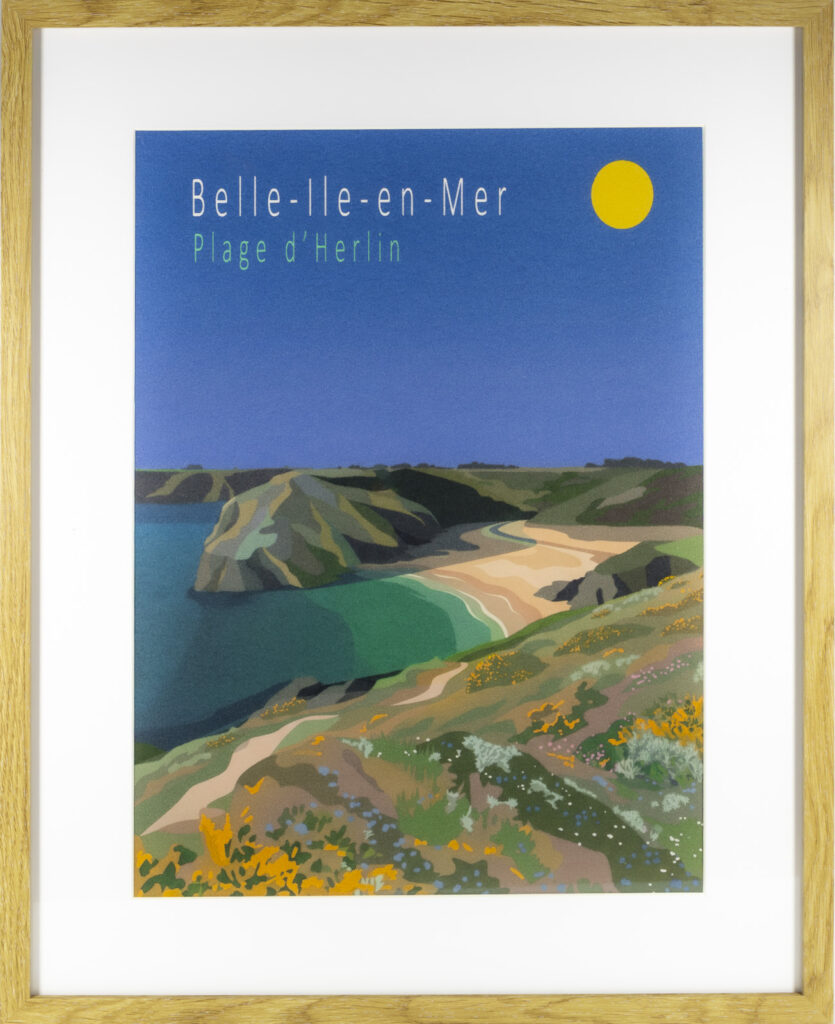 Plage d'Herlin, Belle-Ile-en-Mer, Affiche vintage