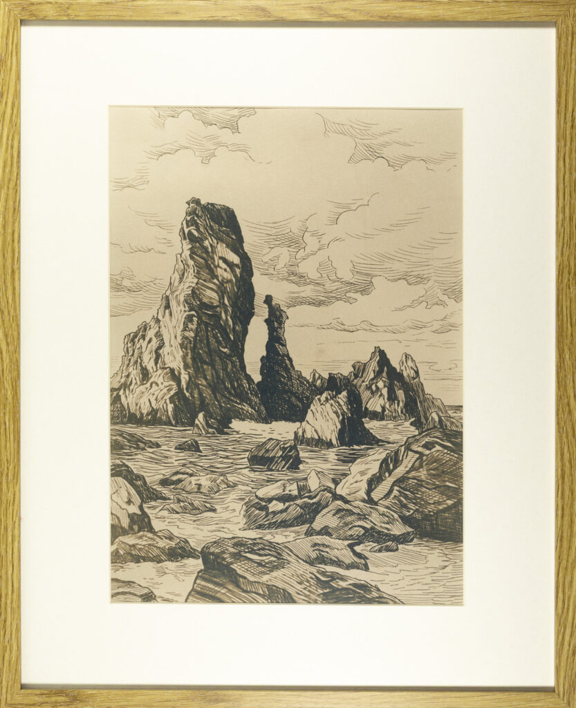 Les Aiguilles de Port Coton, Belle-Ile-en-Mer, Cyanotype au thé vert